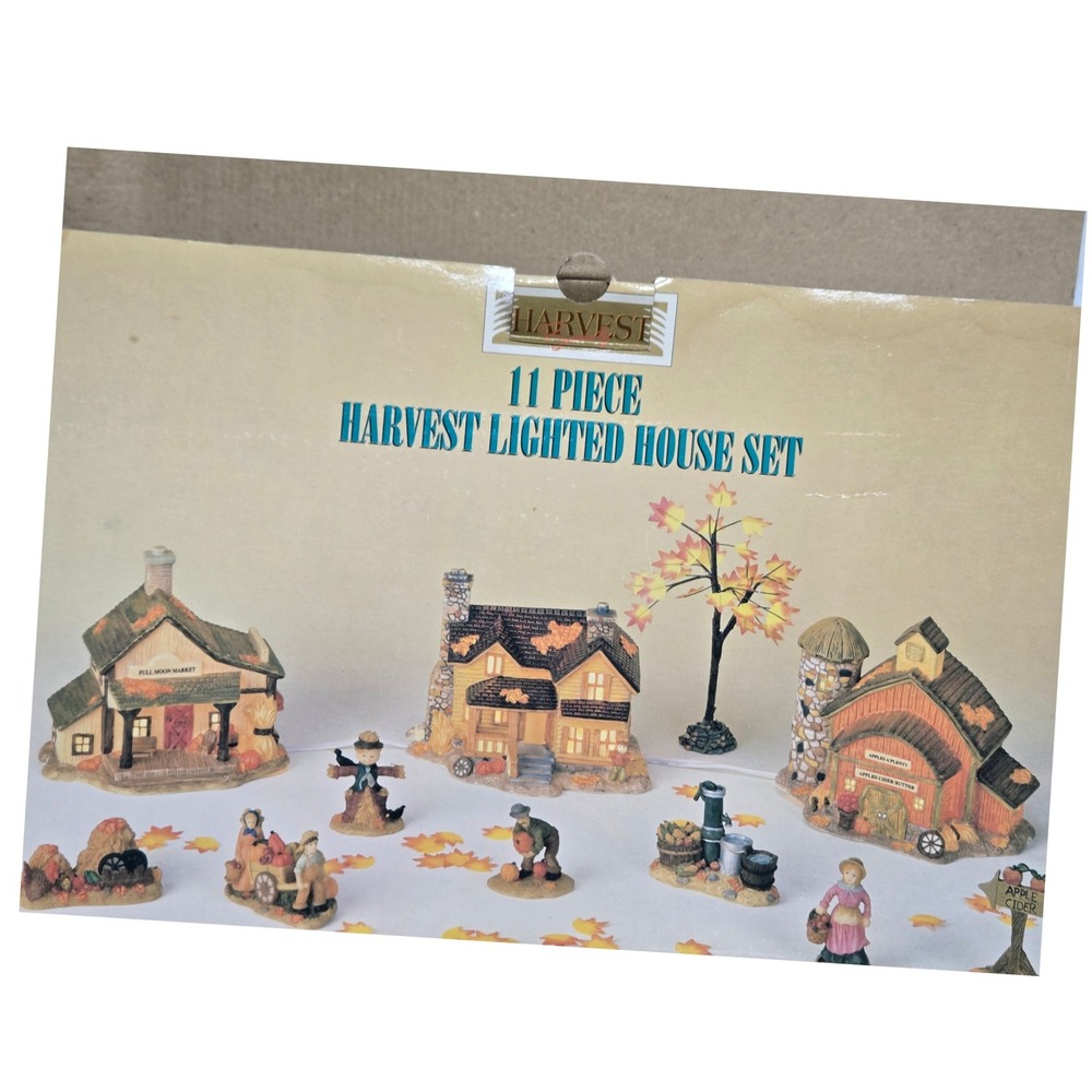Harvest 11 Piece Lighted House Set Autumn Village Thanksgiving Decor 199893